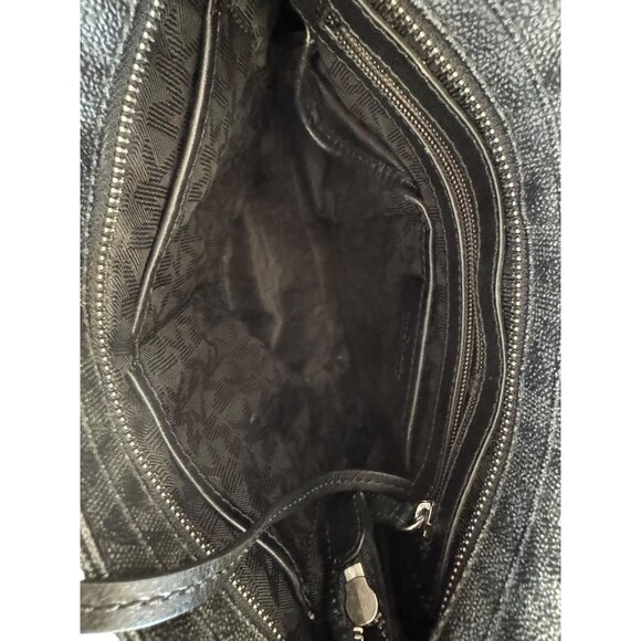 Michael Kors Black Monogram Print Crossbody Bag Adjustable Strap Zipper Closures - Picture 5 of 9